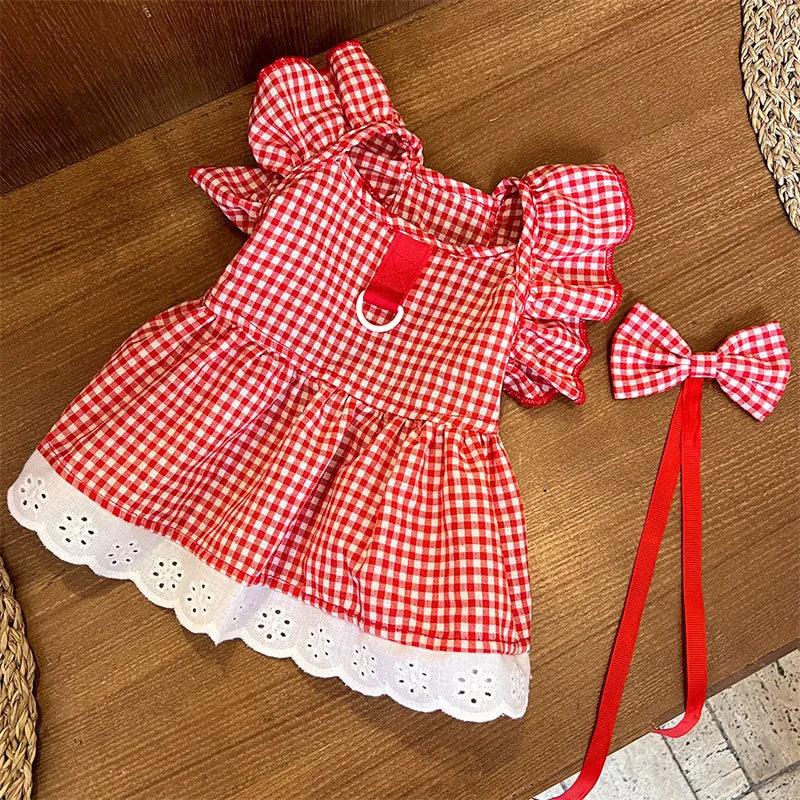 Robe à Motif avec Nœud pour Chien et Chat Élégants