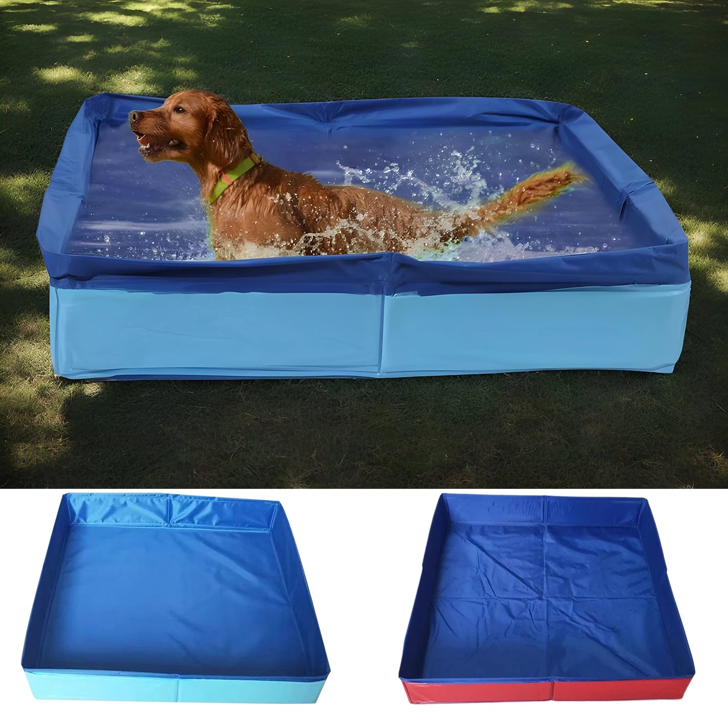 Piscine Carrée Pliable Antidérapante pour Chiens et Chats