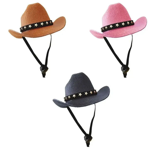 Chapeau Cowboy Ajustable pour Petit Chien ou Chat avec Étoiles