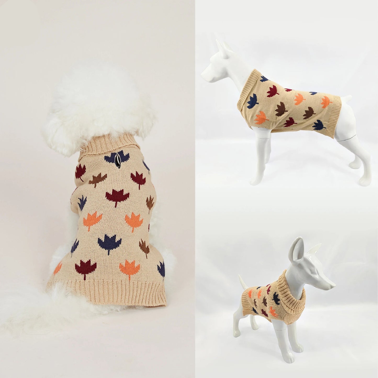 Pull Feuilles d'Érable Automne pour Chien avec Trou pour Laisse