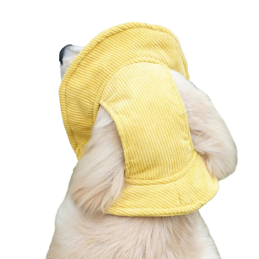 Chapeau Soleil en Velours Côtelé pour Chien avec Trous pour Oreilles
