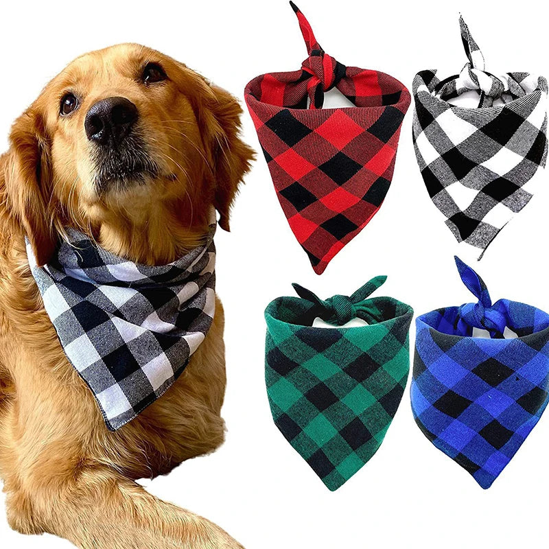 Foulard Bandana à Carreaux pour Chiens – Accessoire en Coton Lavable