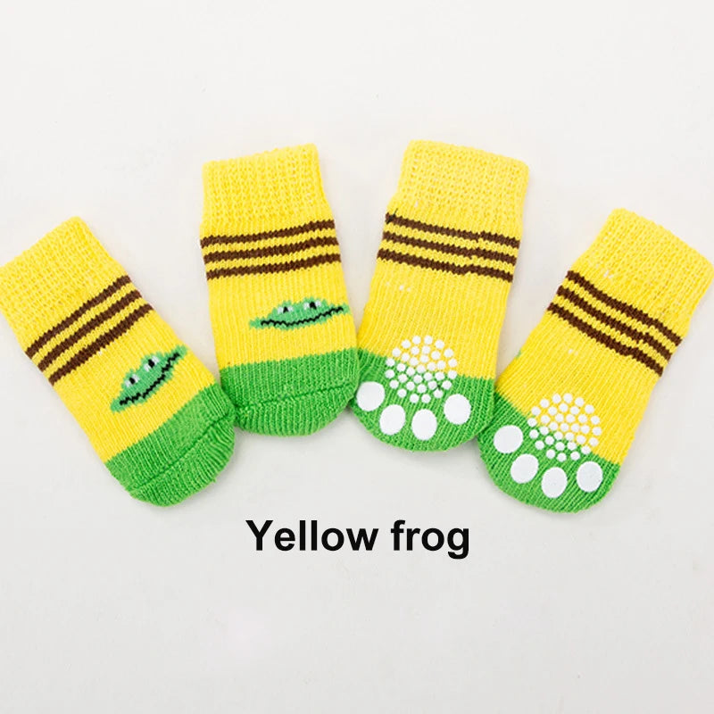 Chaussettes Antidérapantes Motif Canard pour Chiens et Chats – Lot de 4