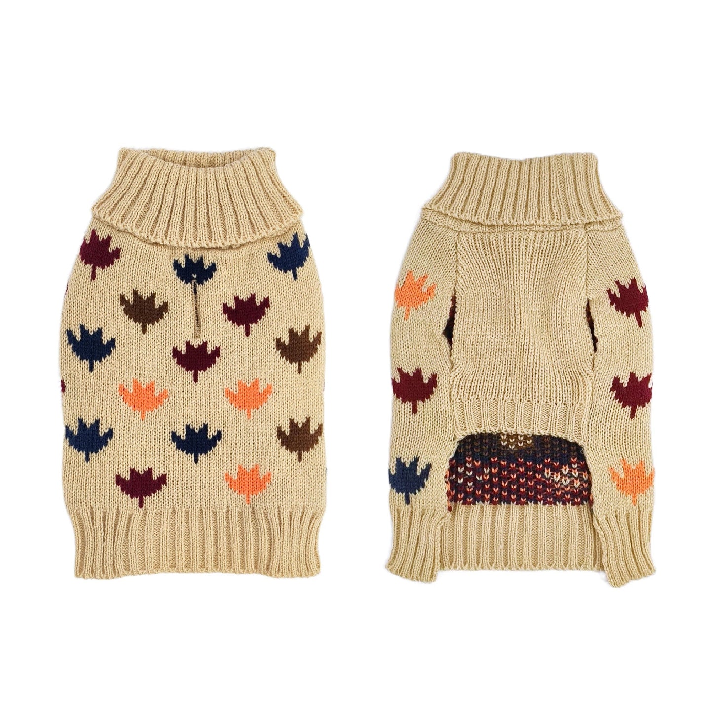 Pull Feuilles d'Érable Automne pour Chien avec Trou pour Laisse