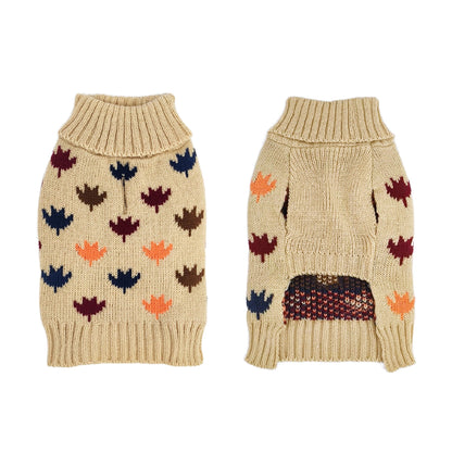 Pull Feuilles d'Érable Automne pour Chien avec Trou pour Laisse