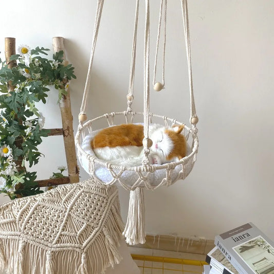 Hamac Suspendu en Corde de Coton pour Chat