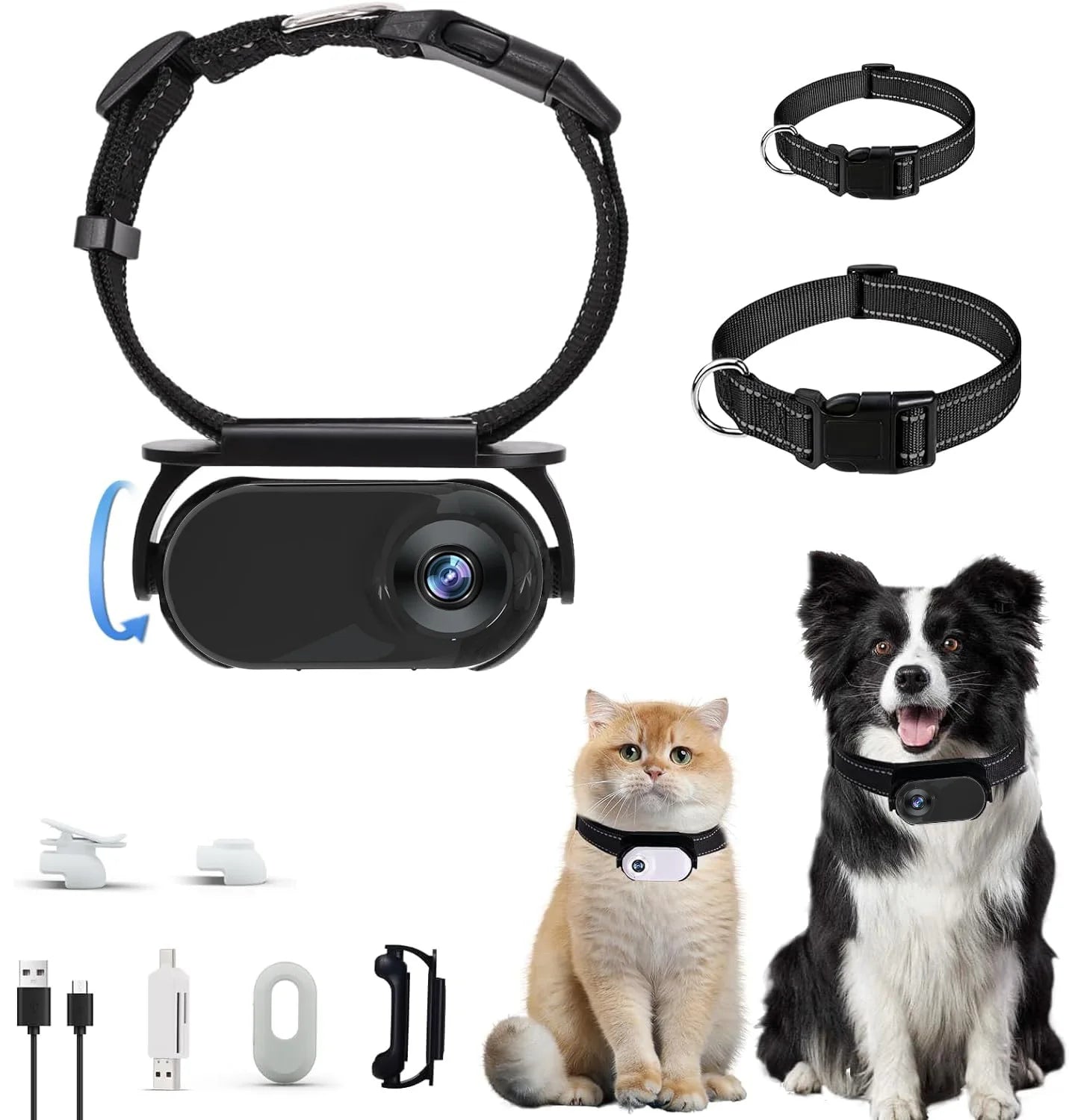 Kit Caméra HD 1080P Sans Fil pour Collier d’Animaux – Écran Intégré