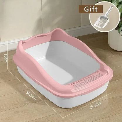 Bac à Litière Semi-ouvert pour Chats avec Pelle, disponible en 4 coloris