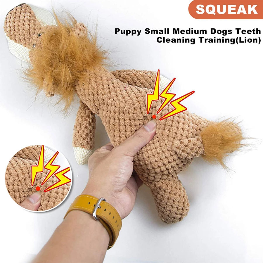 Peluche Sonore Résistante pour Chiens – Lion, Loup ou Éléphant