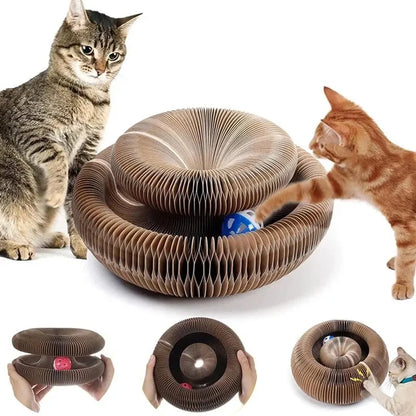 Jouet Griffoir Rond en Carton avec Balle pour Chat