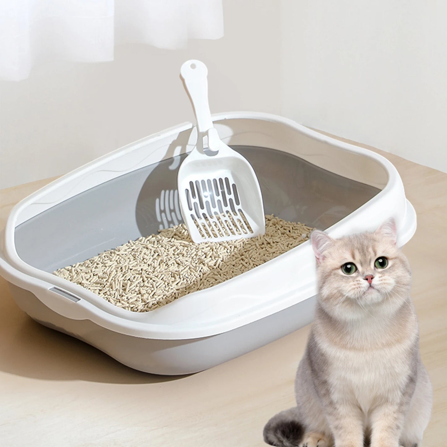 Bac à litière semi-fermé anti-éclaboussures pour chat