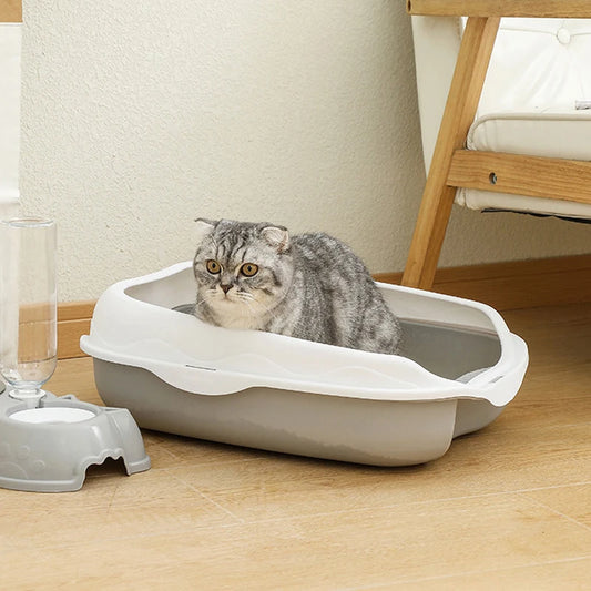 Bac à litière semi-fermé anti-éclaboussures pour chat