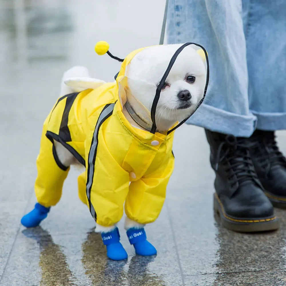 Manteau Imperméable Cartoon pour Chien avec Capuche