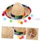 Sombrero Mexicain pour Chat – Chapeau de Paille Coloré à Pompons