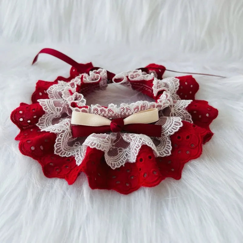 Collerette Dentelle avec Nœud pour Chiens et Chats – Style Élégant et Réglable
