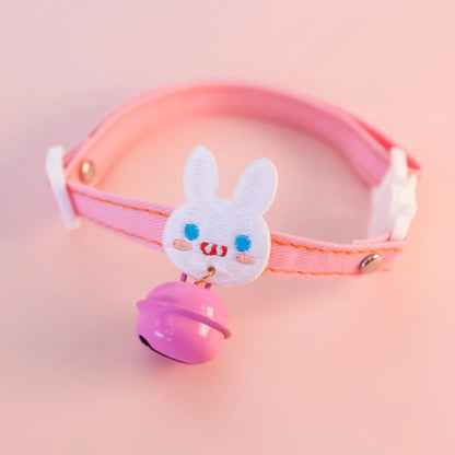 Collier Chat Coton avec Breloque Animaux et Clochette en coton doux et résistant