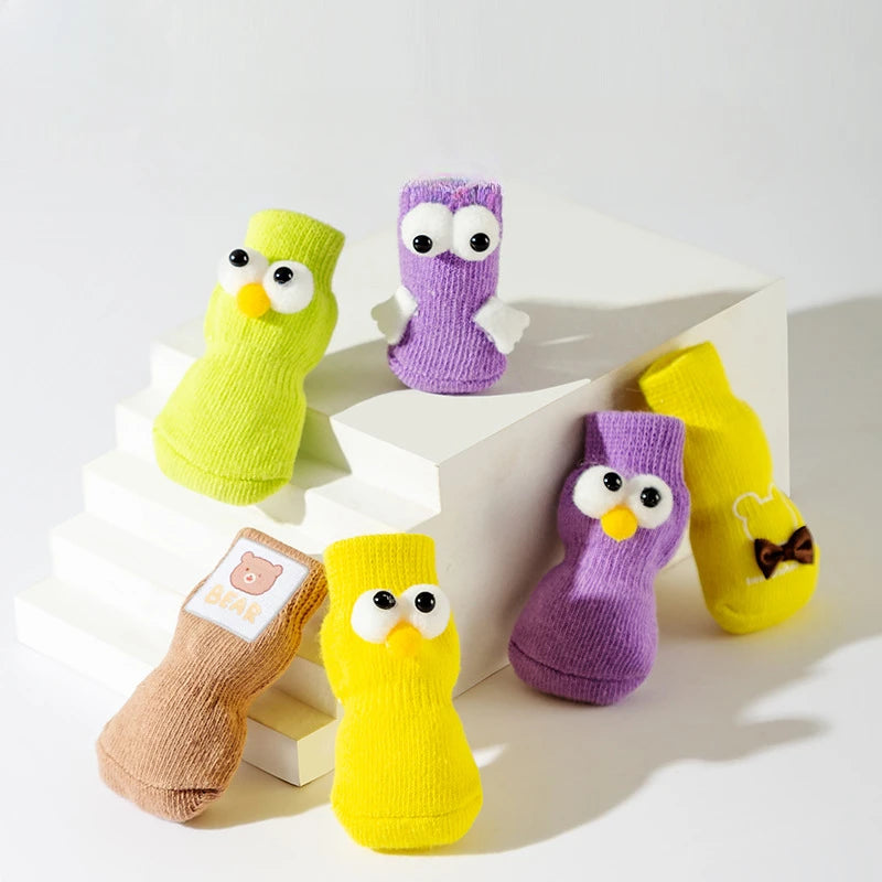 Chaussettes Antidérapantes Yeux Rigolos pour Chien ou Chat