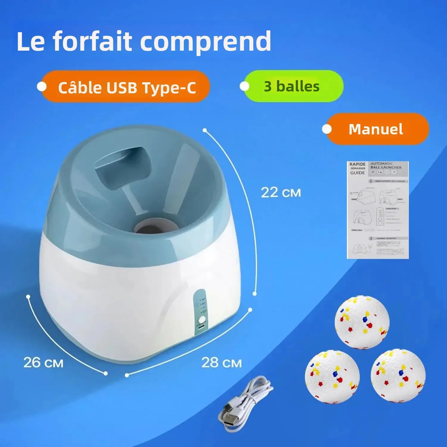 Lanceur Automatique de Balles pour Chiens – 3 Niveaux de Distance