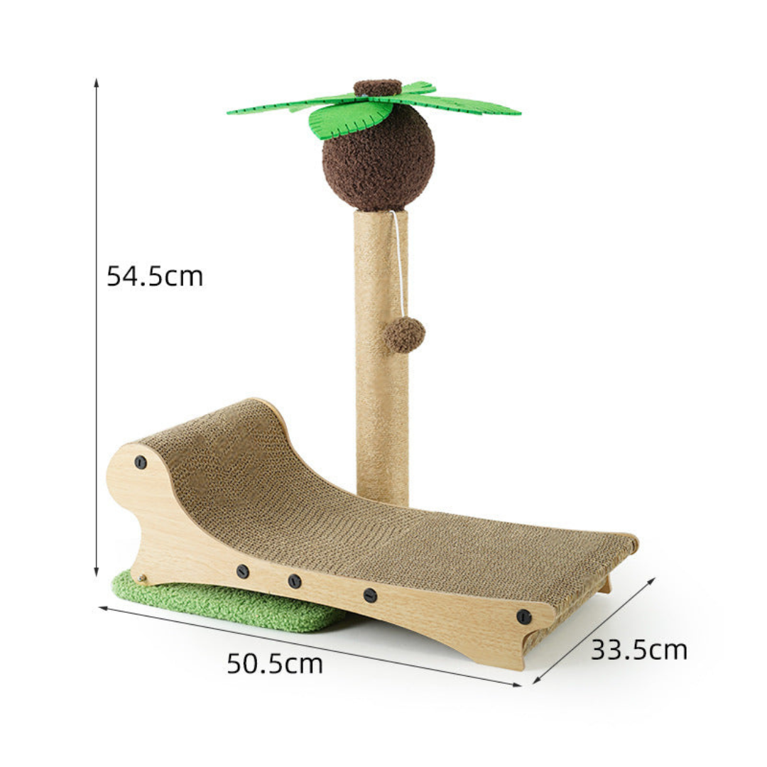 Griffoir palmier avec transat pour chat – Jeu & détente tropicale