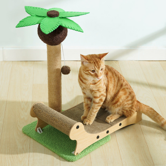 Griffoir palmier avec transat pour chat – Jeu & détente tropicale