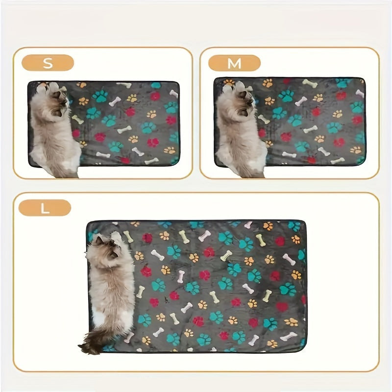 Couverture Flanelle Ultra Douce à Motifs Pattes et Os pour Chien