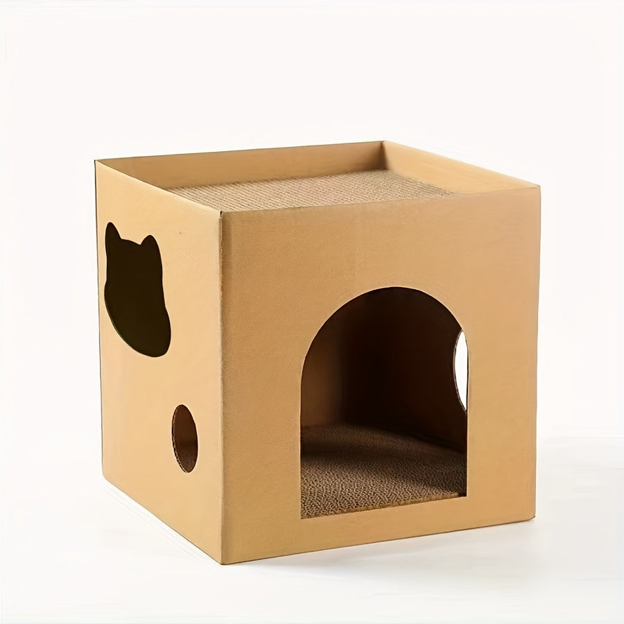 Maison en Carton avec Griffoir Intégré pour Chat