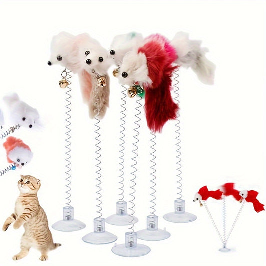 Jouet Souris à Ressort avec Ventouse pour Chat