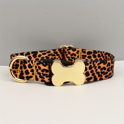 Collier pour Chien à Motif avec Boucle Os Dorée