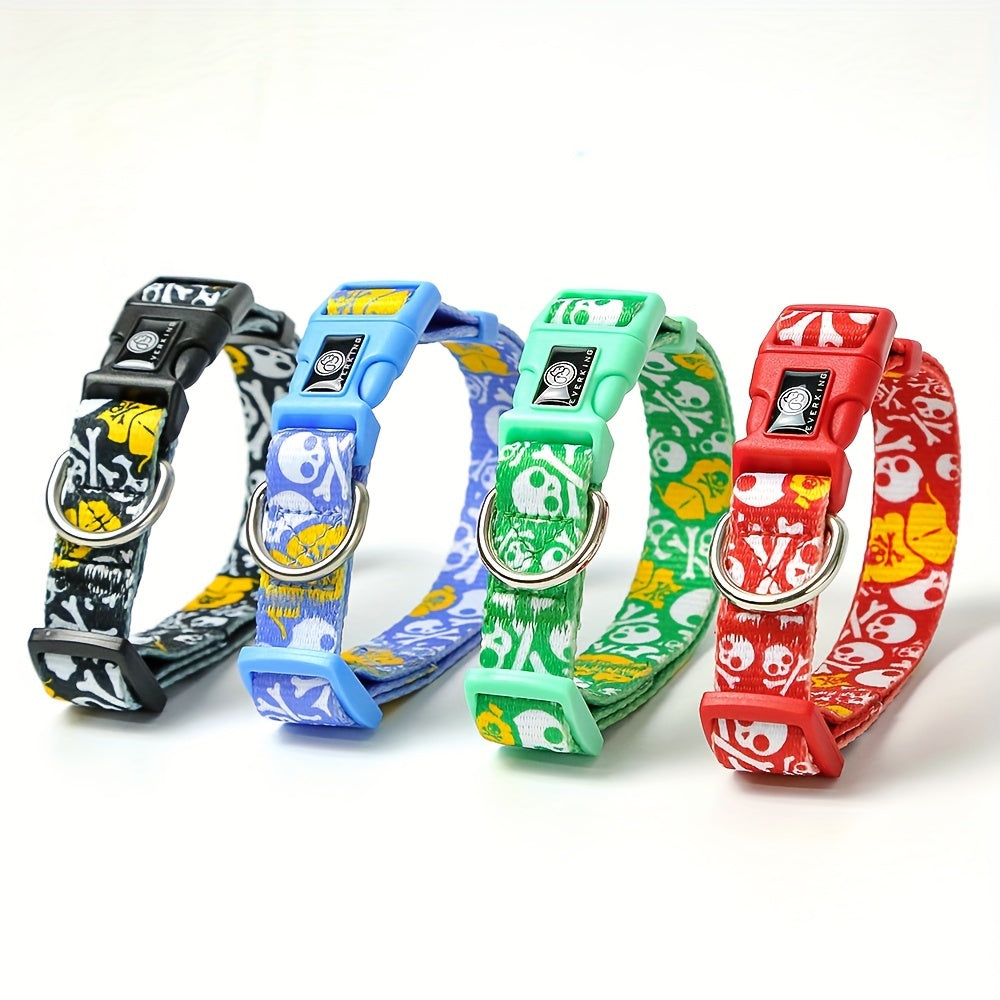 Collier Ajustable imprimé pour Chien – Motif tête de mort