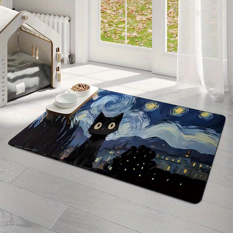 Tapis de Repas pour Animaux Inspiration Nuit Étoilée Van Gogh