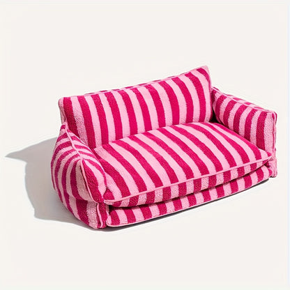 Canapé Double Coussin à Rayures pour Chien et Chat