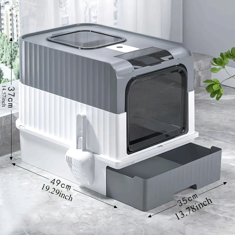 Grande Maison de Toilette pour Chat – Bac à Litière avec Tiroir et Pelle