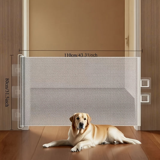 Barrière Rétractable à Maille Blanche pour Chiens