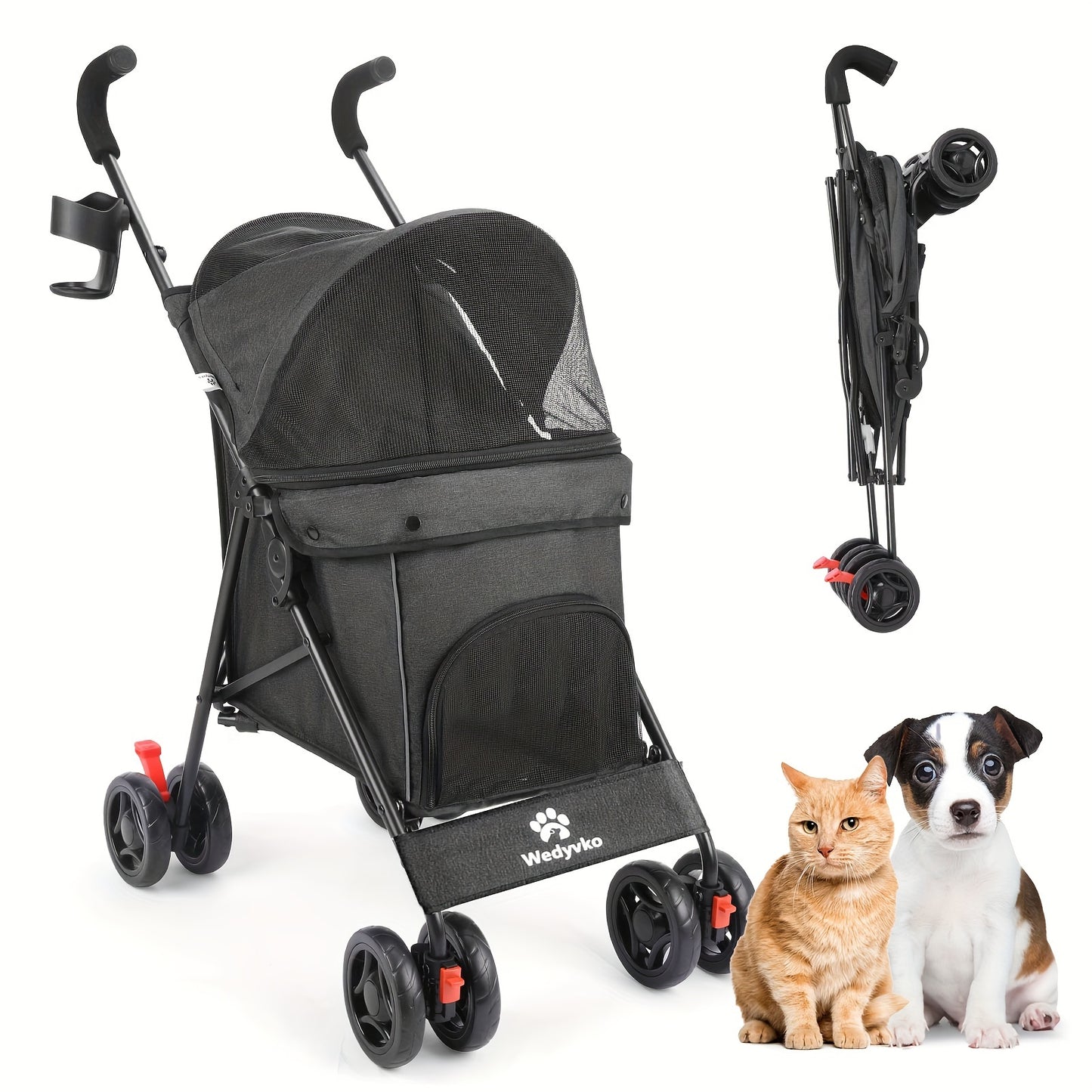 Poussette Pliable pour Chats et Petits Chiens