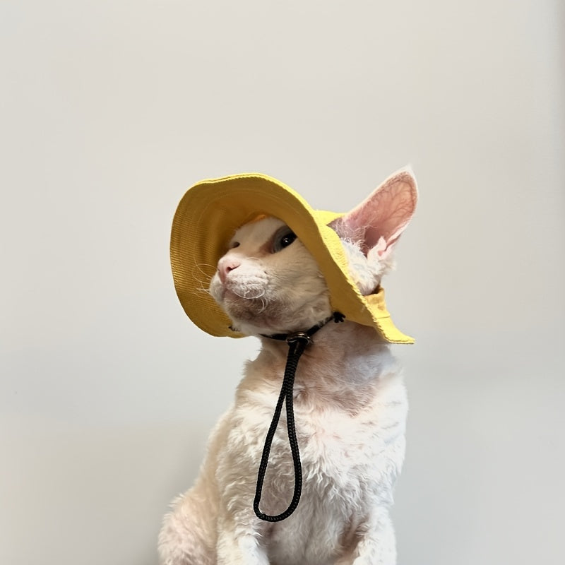 Chapeau Large à Lien Réglable pour Chats – Protection Solaire Respirante