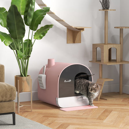 Litière pour chat PawHut avec porte battante, pelle et filtre