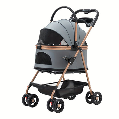 Poussette Multifonction 3-en-1 avec Panier Amovible pour Animaux
