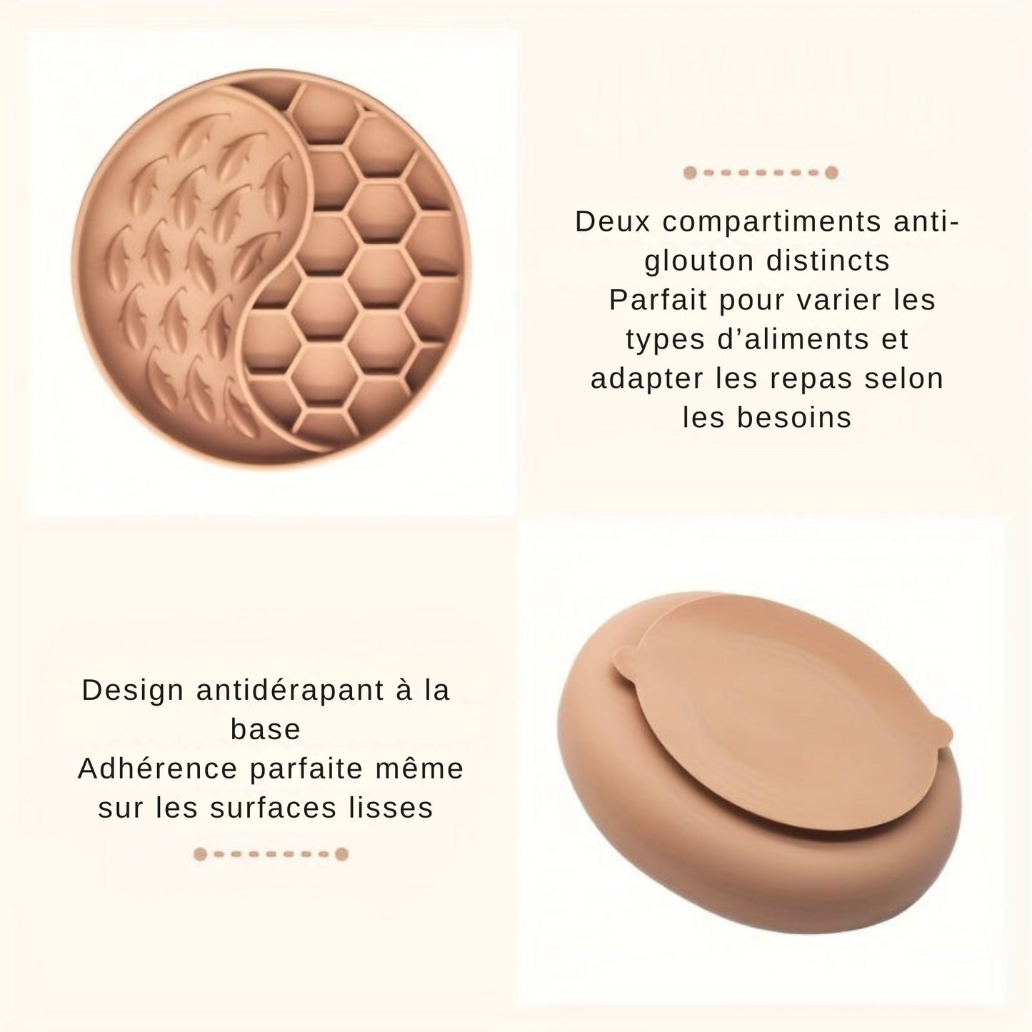 Gamelle Anti-Glouton en Silicone avec Ventouse – Design Alvéolé et Léchage