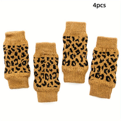 Chaussettes Léopard pour Chat et Petit Chien – Lot de 4 Antisalissures