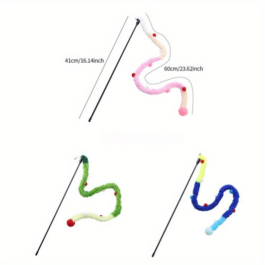Canne à Plumes Souple avec Serpent en Peluche pour Chat