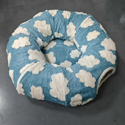 Tunnel et Panier Douillet pour Chats en Peluche, illustration produit