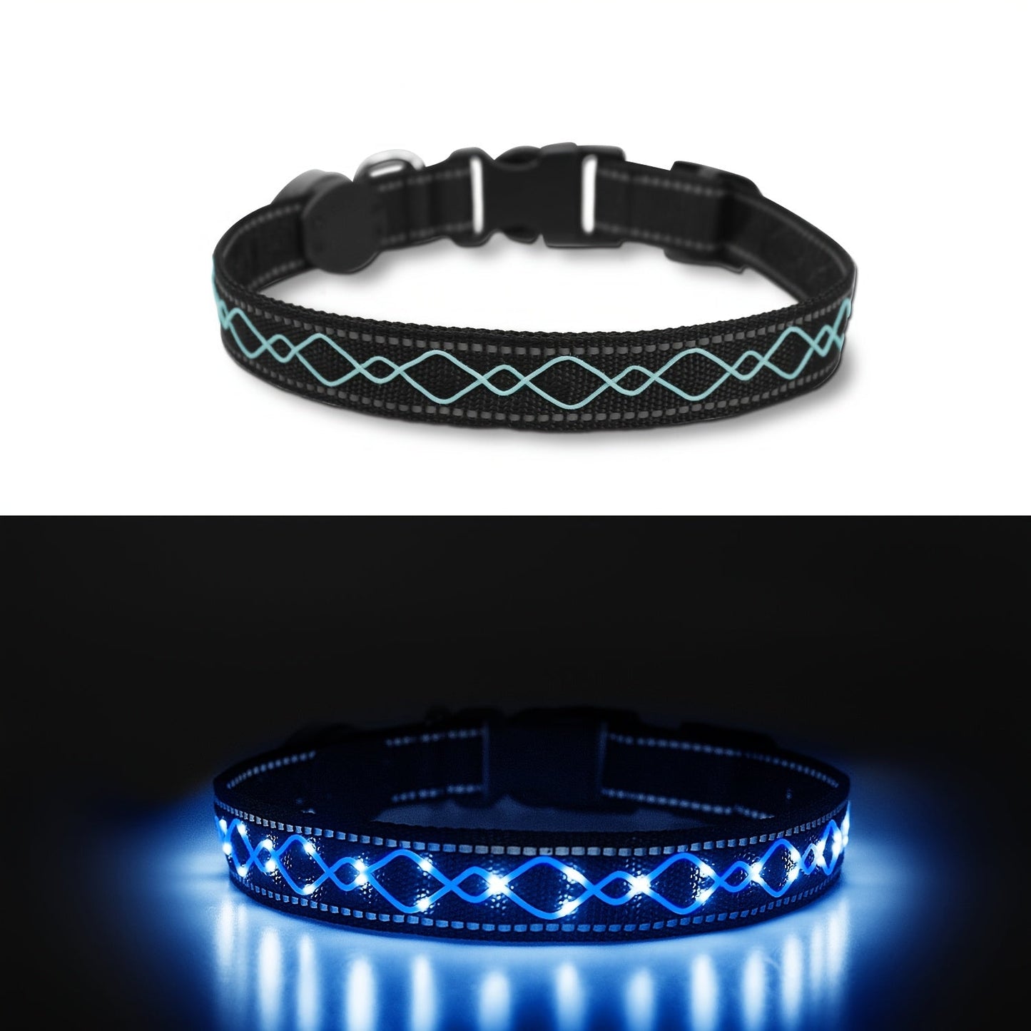 Collier lumineux LED brodé pour Chien