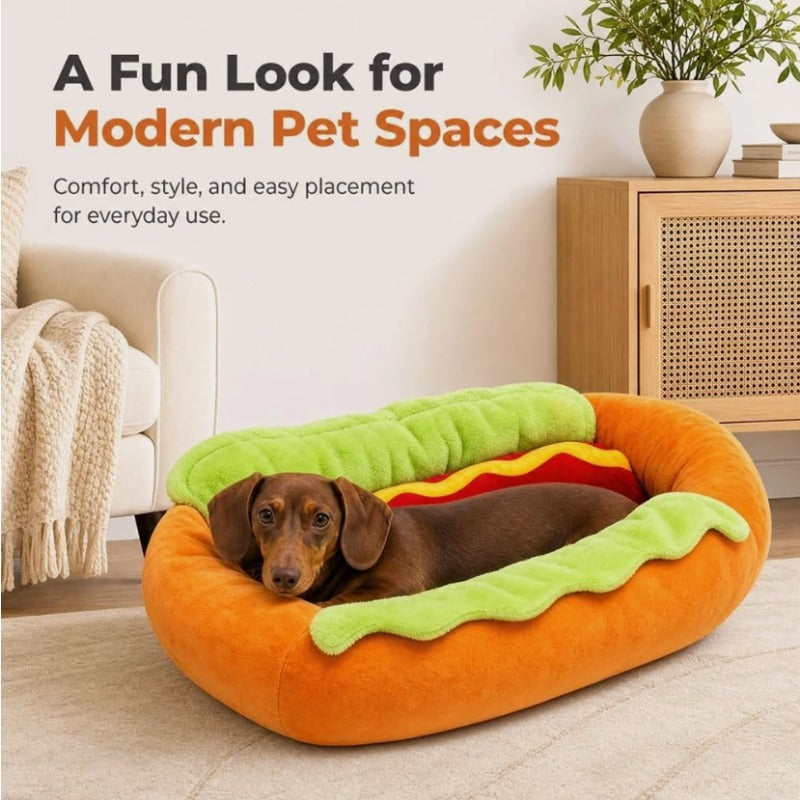 Tapis de couchage forme hot-dog pour chien et chat en polyester