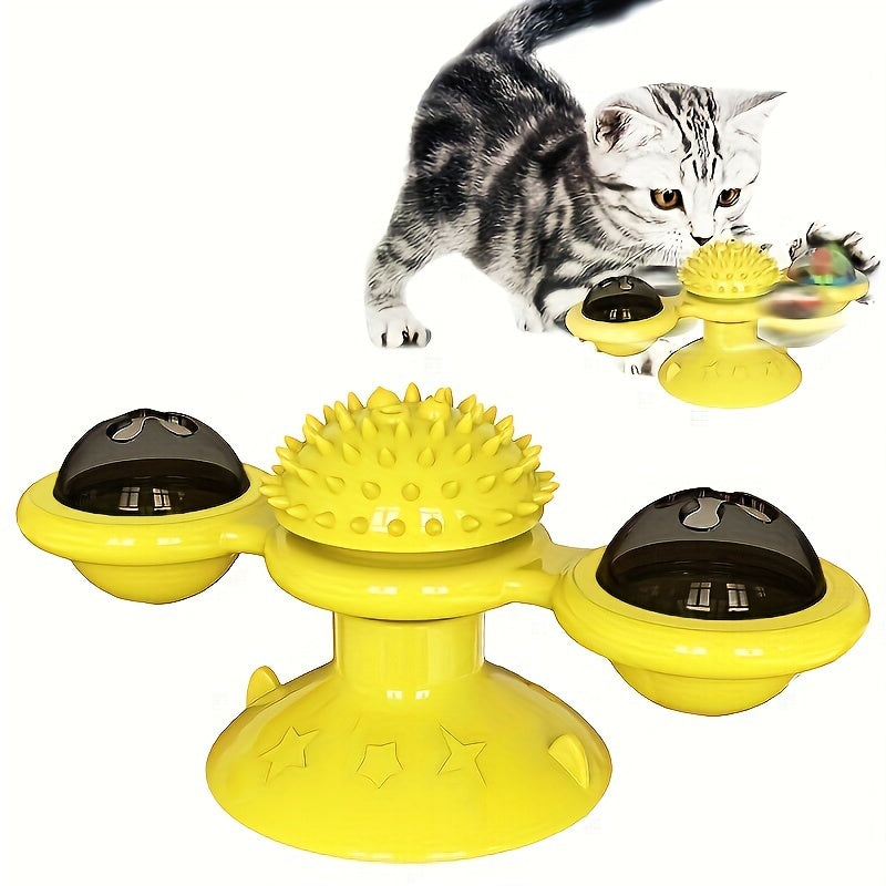 Jouet interactif pour chat en forme de moulin à vent