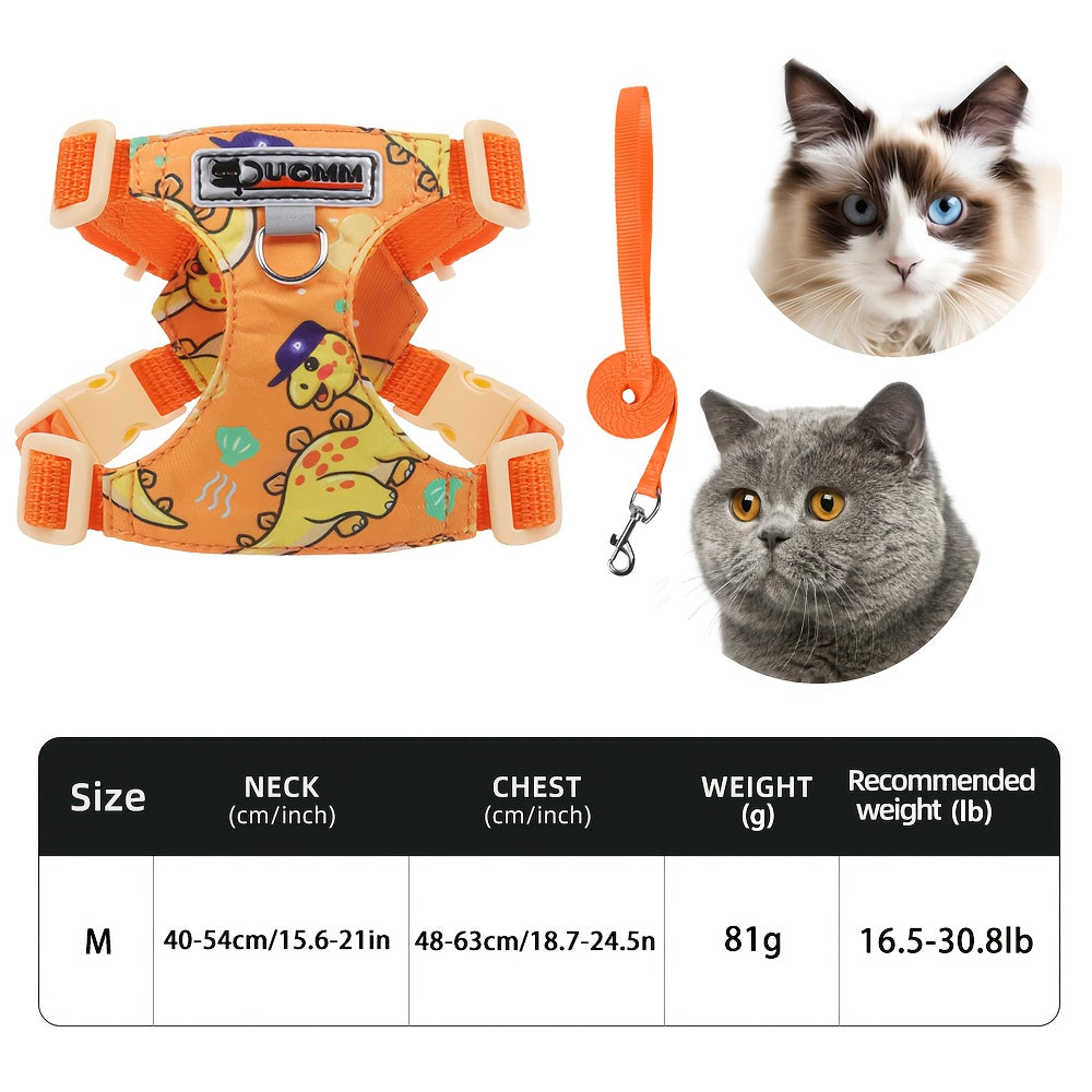 Harnais Imprimé Confortable avec Laisse pour Chats