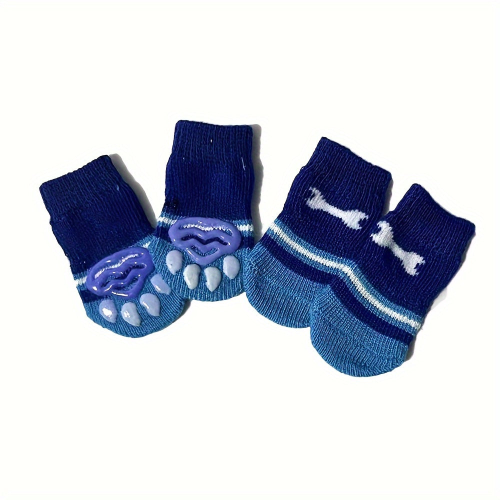 Chaussettes Antidérapantes pour Chiens et Chats – Lot de 4 Motifs Colorés