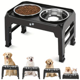 Gamelle surélevée ajustable avec double bol inox pour chien