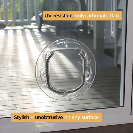 Porte Ronde Ultra-Claire pour Chat – Système de Verrouillage 4 Positions