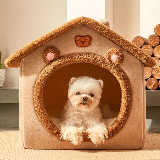 Maison en peluche style chalet pour chien et chat