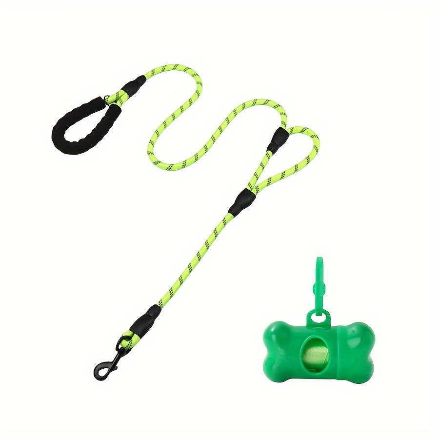 Laisse Corde avec Double Poignée + Porte Sacs pour Chien